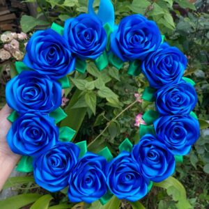 Corona Decorativa de Rosas Azules